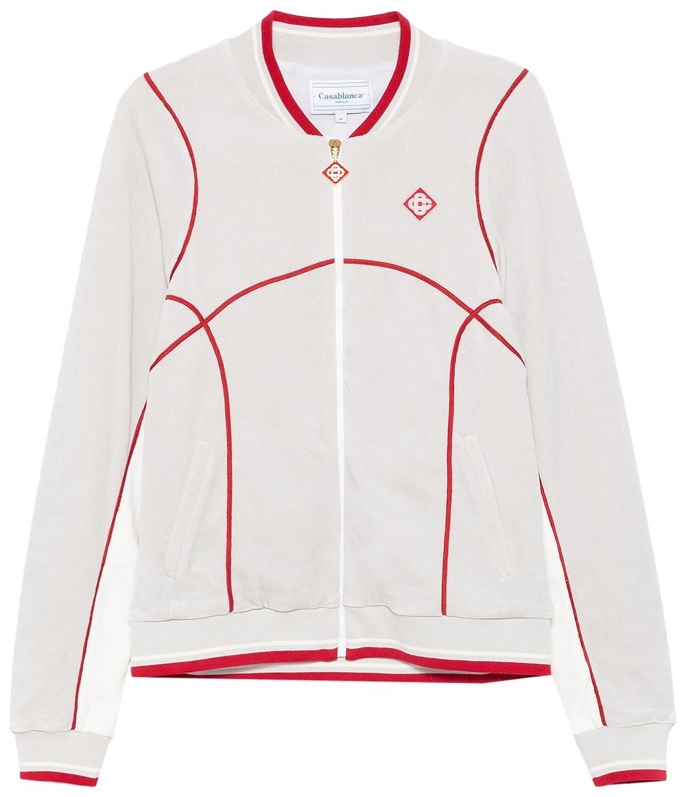 Casablanca Velour Cover Stitch Track Jacket Grey/White
