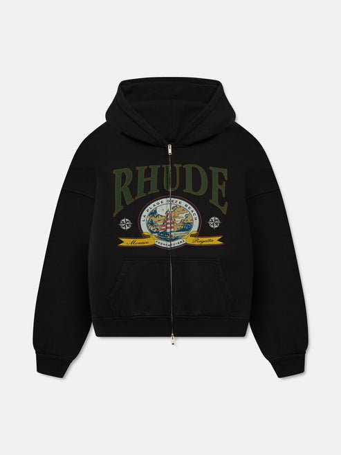 Rhude Monaco Regatta Full-Zip Hoodie Black