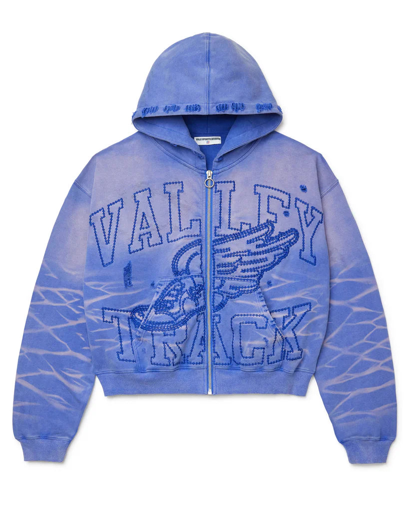 Vale Forever WILDFLOWER GARDEN ZIP UP HOODIE BLUE