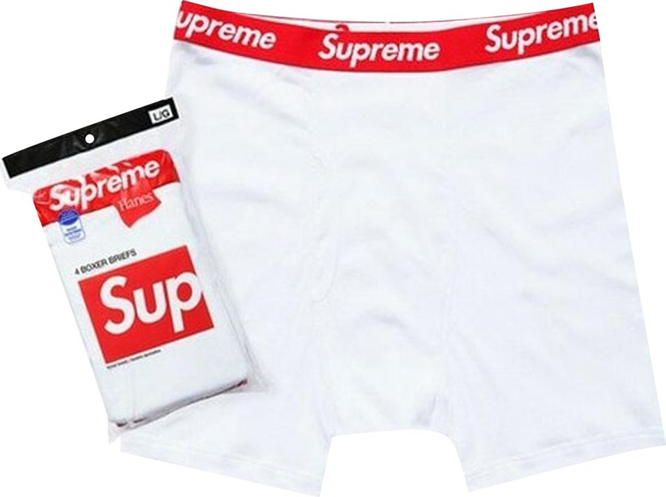 Supreme Hanes Boxer (4 Pack) Briefs White
