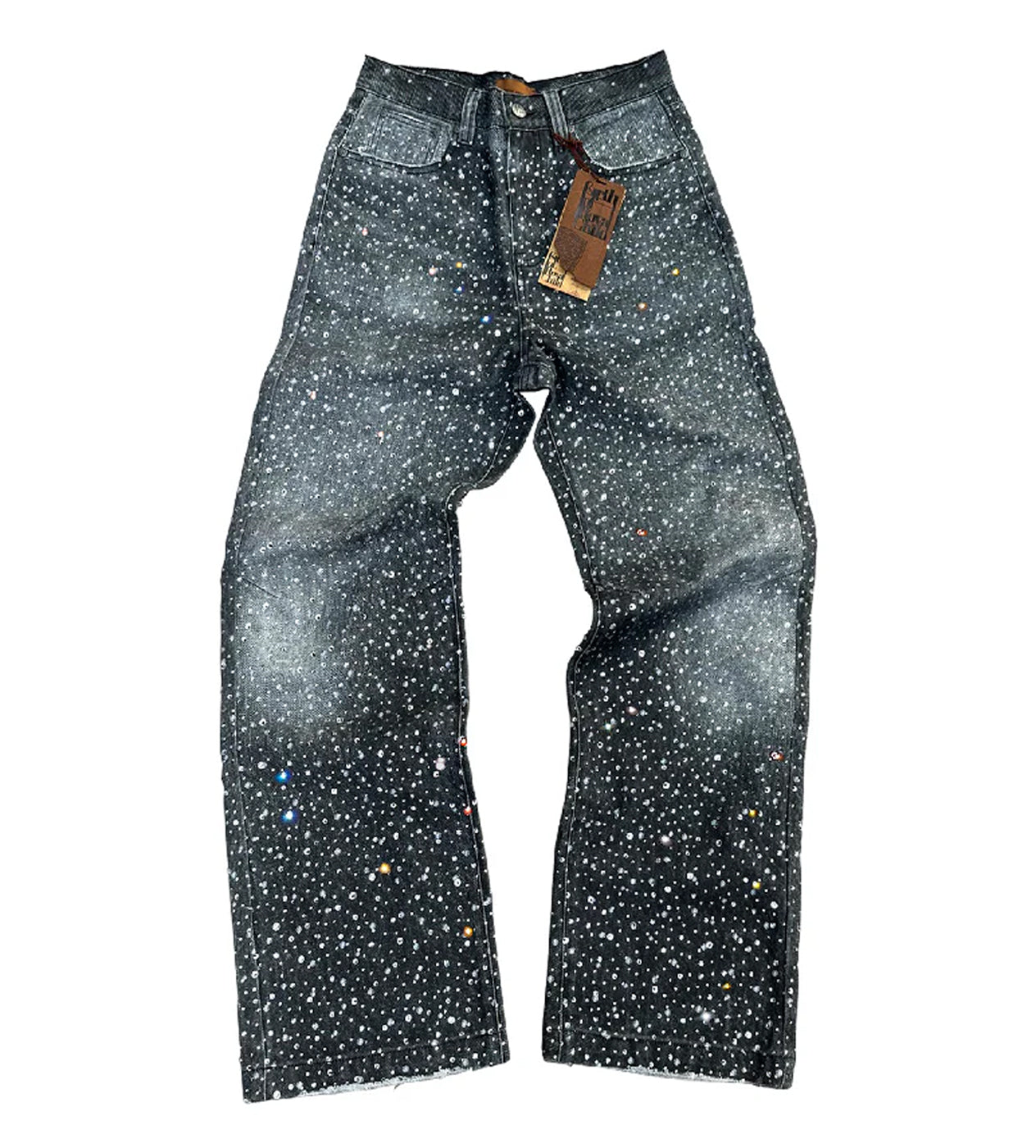 Birth of Royal Child 3D Printing Washed 20k Swarovski Diamond Boro Denim Black