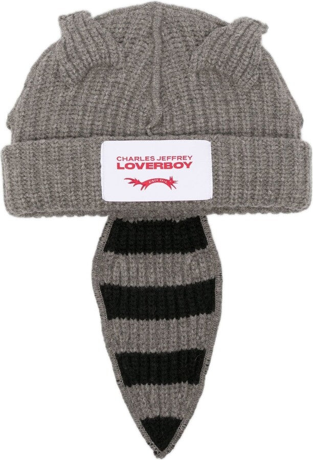 CHARLES JEFFREY LOVERBOY CHUNKY EARS BEANIE RACCOON GREY